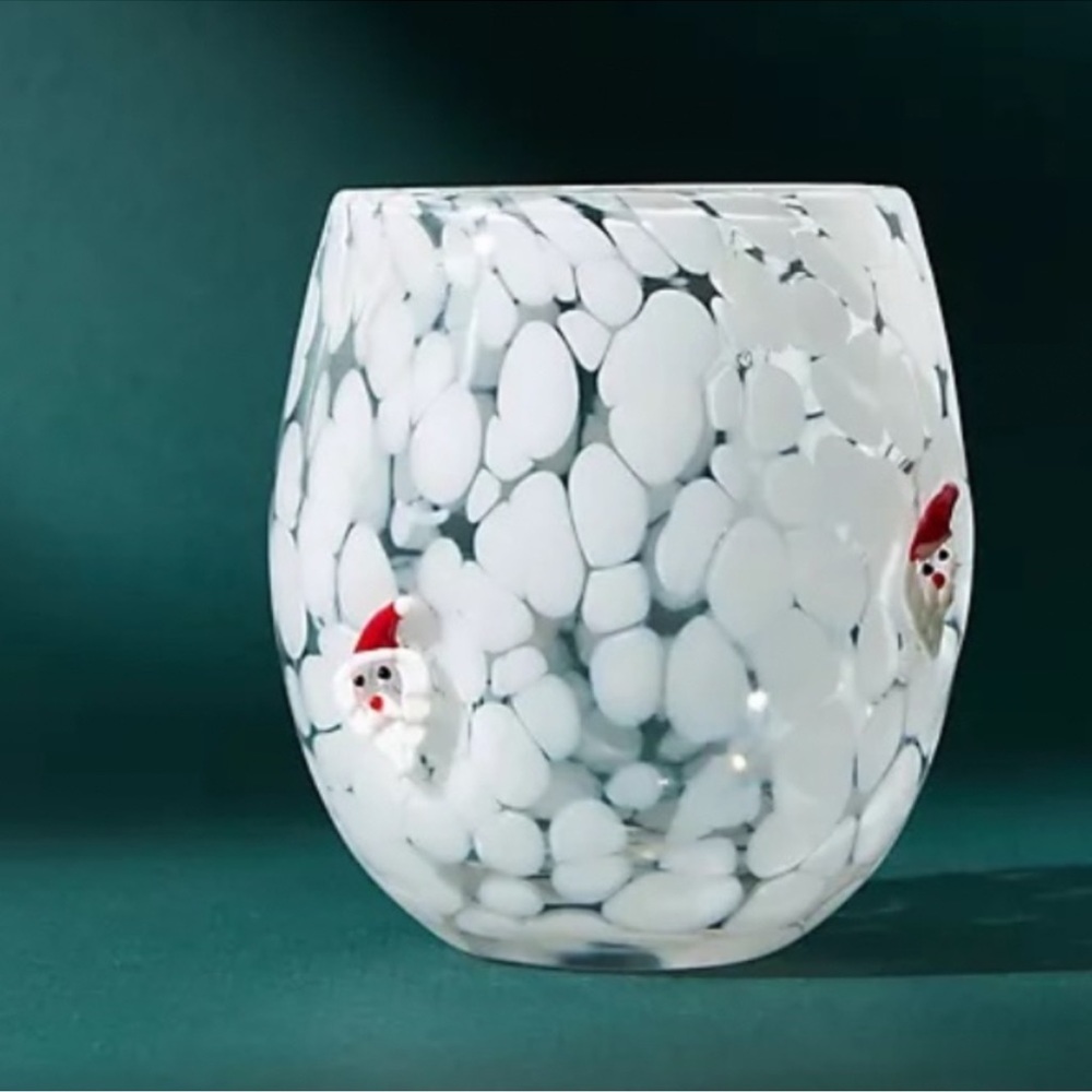 New🌟Anthropologie Christmas Stemless Wine Glass